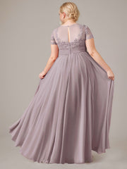 A-Line Scoop Floor-Length Chiffon Mother of the Bride Dress