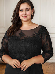 A-Line Floor-Length Scoop Chiffon Mother of Bride Dress