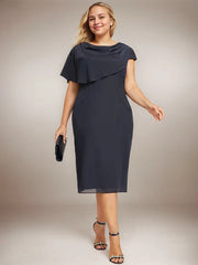 Sheath/Column Scoop Knee-Length Chiffon Mother of the Bride Dress With Beading