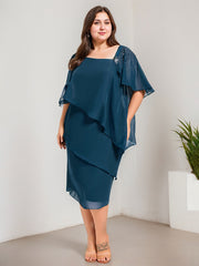 Sheath/Column Asymmetrical Knee-Length Chiffon Mother of the Bride Dress With Sequins Beading