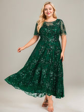 A-line Scoop Illusion Asymmetrical Sequin Lace Mother of the Bride Dress