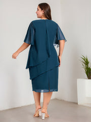 Sheath/Column Asymmetrical Knee-Length Chiffon Mother of the Bride Dress With Sequins Beading