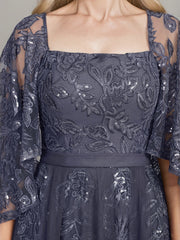 A-line Square Floor-Length Tulle Lace Sequin Mother of the Bride Dress