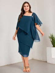 Sheath/Column Asymmetrical Knee-Length Chiffon Mother of the Bride Dress With Sequins Beading