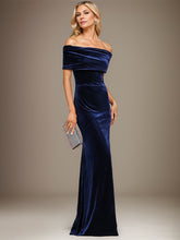 Sheath/Column Off the Shoulder Floor-Length Velvet Evening Dress