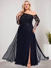 Trumpet/Mermaid Asymmetrical Illusion Floor-Length Lace Chiffon Evening Dress With Sequins