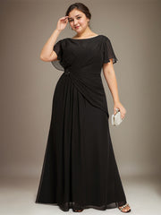 A-line Scoop Ankle-Length Chiffon Mother of the Bride Dress With Beading Pleated