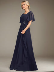 A-line Asymmetrical Floor-Length Chiffon Mother of the Bride Dress With Pleated Beading Sequins