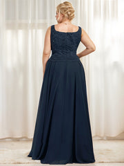 A-line Square Floor-Length Lace Chiffon Mother of the Bride Dress With Sequins