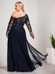 Trumpet/Mermaid Asymmetrical Illusion Floor-Length Lace Chiffon Evening Dress With Sequins