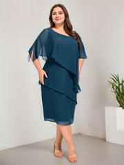 Sheath/Column Asymmetrical Knee-Length Chiffon Mother of the Bride Dress With Sequins Beading