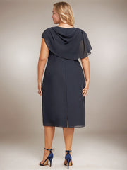 Sheath/Column Scoop Knee-Length Chiffon Mother of the Bride Dress With Beading