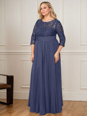 A-Line Scoop Floor-Length Sequins Chiffon Mother of the Bride Dress