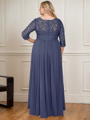 A-Line Scoop Floor-Length Sequins Chiffon Mother of the Bride Dress
