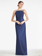 Sheath/Column Square Full-Length Satin Evening Dress