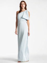 A-Line Asymmetrical Full-Length Satin Evening Dress