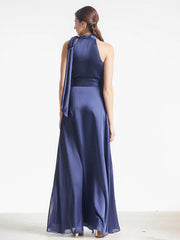 A-line Scoop Full-Length Chiffon Evening Dress