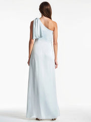 A-Line Asymmetrical Full-Length Satin Evening Dress