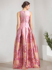 A-Line V-Neck Full-Length Satin Evening Dress