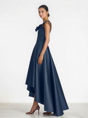 Sheath/Column V-Neck Full-Length Satin Evening Dress