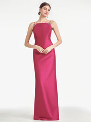 Sheath/Column Square Full-Length Satin Evening Dress
