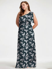 A-Line Asymmetrical Full-Length Chiffon Evening Dress