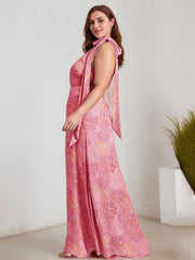 A-Line Scoop Full-Length Chiffon Evening Dress