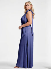 A-line Scoop Full-Length Chiffon Evening Dress
