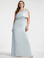 A-Line Asymmetrical Full-Length Satin Evening Dress
