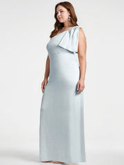 A-Line Asymmetrical Full-Length Satin Evening Dress