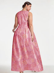 A-Line V-Neck Full-Length Satin Evening Dress