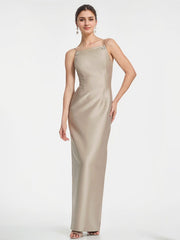 Sheath/Column Square Full-Length Satin Evening Dress