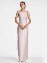 Sheath/Column Square Full-Length Satin Evening Dress