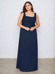 Sheath/Column Square Neck Floor-Length Chiffon Mother of the Bride Dress