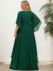 A-line V-Neck Floor-Length Chiffon Mother of the Bride Dress With Sequins Appliques Lace Beading