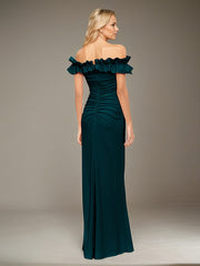 A-Line Off-the-Shoulder Floor-Length Evening Dress