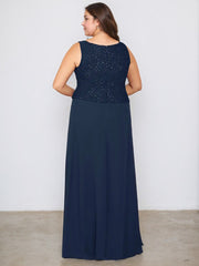 Sheath/Column Square Neck Floor-Length Chiffon Mother of the Bride Dress
