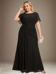 A-line Scoop Ankle-Length Chiffon Mother of the Bride Dress With Beading Pleated