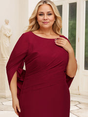 Trumpet/Mermaid Boat Neck Floor-Length Chiffon Mother of the Bride Dress With Pleated