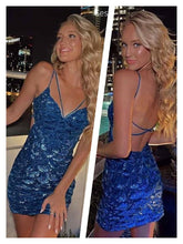 Sexy V-neck Spaghetti Strap Bodycon Short Mini Dress Homecoming Dress