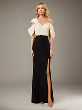 A-Line V-Neck Floor-Length Evening Dress with Ruffles