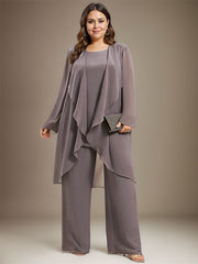 Pantsuit Separates Scoop Floor-Length Chiffon Mother of the Bride Dress