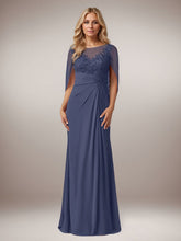 A-Line Capelet Chiffon Mother Of The Bride Dresses With Lace