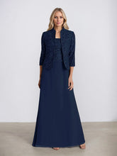 Sheath/Column Square Neck Floor-Length Chiffon Mother of the Bride Dress