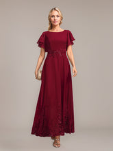 A-line Scoop Ankle-Length Lace Chiffon Mother of the Bride Dress With Sequins