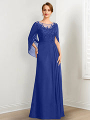 A-Line/Princess Scoop Floor-Length Mother of the Bride Dresses with Pleated & Sequins