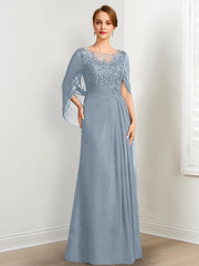A-Line/Princess Scoop Floor-Length Mother of the Bride Dresses with Pleated & Sequins
