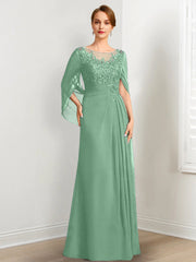 A-Line/Princess Scoop Floor-Length Mother of the Bride Dresses with Pleated & Sequins