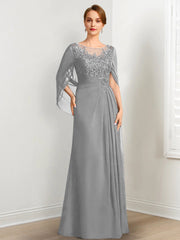 A-Line/Princess Scoop Floor-Length Mother of the Bride Dresses with Pleated & Sequins