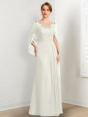 A-Line/Princess Scoop Floor-Length Mother of the Bride Dresses with Pleated & Sequins